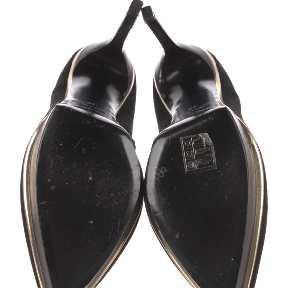 NWT SAINT LAURENT BLACK AND GOLD HEELED ZIPPER BOOTS - Picture 4 of 4